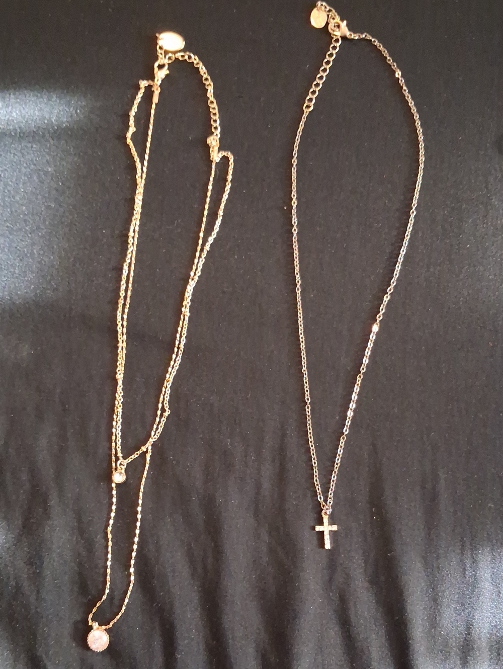Gold Layered Pendant Necklace And Cross Necklace- Women Jewelry